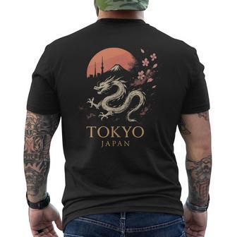 Tokio Japón Dragón Fuji Flor De Cerezo In Mangas Camiseta Hombre Estampado Espalda - Regaloses