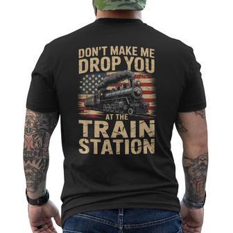 Train Station Yellowstone Take Them Train Conductor Costume Men's T-shirt Back Print - Thegiftio UK