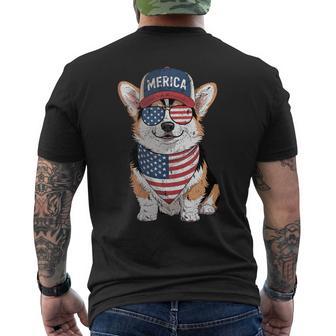 Tri Color Corgi 4Th Of July Us American Flag Dog Patriotic Men's T-shirt Back Print - Thegiftio UK
