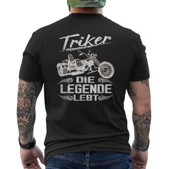 Trike Zubehör Triker Motorrad Die Legende Lebt Trike Fahrer Dreirad Biker Triker Für Herrenchwarz Kurzarm Crew Neck Klassische Passform Polyester 100 T-Shirt mit Rückendruck - Seseable