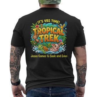 Tropical Trek Vbs 2026 Jesus Saves Vacation Bible School Men's T-shirt Back Print - Thegiftio