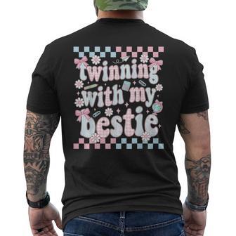 Twinning With My Bestie Matching Twins Day Preppy Matching Men's T-shirt Back Print - Thegiftio UK