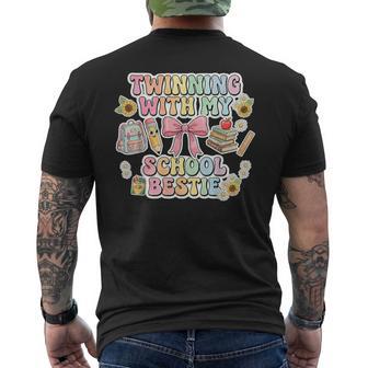 Twinning With My School Bestie Cute Matching Friend Twin Day Men's T-shirt Back Print | Mazezy