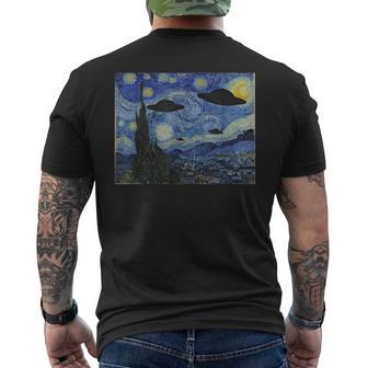 Ufo エイリアン アブダクション 星月夜 ヴァン・ゴッホ 絵画 メンズTシャツ バックプリント - Kawaiitshirt