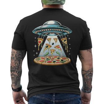 Ufo エイリアン 食べるピザ誘拐 面白い食べ物愛好家 メンズTシャツ バックプリント - Kawaiitshirt