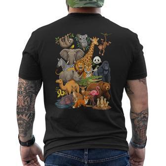 Ultimate Wild Animal Kingdom Character Collage Men's T-shirt Back Print | Mazezy