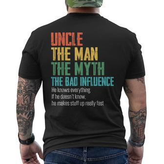 Uncle The Myth He Knows Everything Fathers Day Men's T-shirt Back Print - Thegiftio UK
