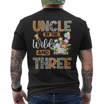 Uncle Of The Wild And Three 3Rd Birthday Boy Safari Truck Men's T-shirt Back Print - Thegiftio UK