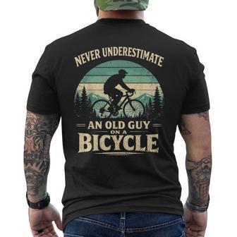 Never Underestimate An Old Guy On A BicycleCycling Bike Men Men's T-shirt Back Print - Thegiftio