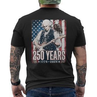 United States 250 Anniversary Washington Playing Guitar Men's T-shirt Back Print - Monsterry UK