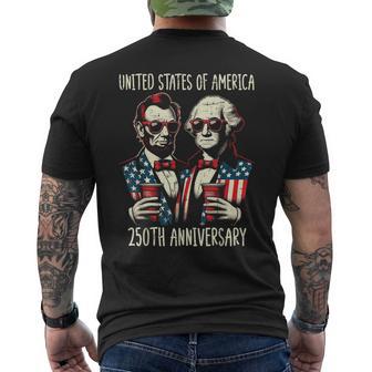 United States America 250Th Anniversary Lincoln Washington Men's T-shirt Back Print | Mazezy