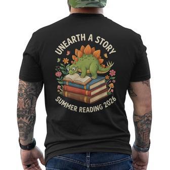 Unreath A Story Summer Library Reading 2026 Dinosaur Book Men's T-shirt Back Print - Monsterry UK
