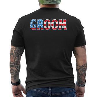 Usa Flag Bachelorette Patriotic 4Th Of July Wedding Groom Men's T-shirt Back Print - Thegiftio UK