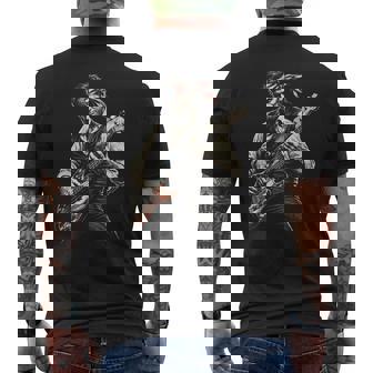 Usa Flag Guitarist Abraham Lincoln Playing Electric Guitar Men's T-shirt Back Print | Seseable UK