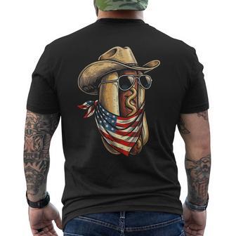 Usa Patriotic Cowboy Hotdog Western 4Th Of July Men's T-shirt Back Print - Thegiftio UK