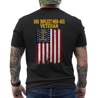 Uss Implicit Mso-455 Minesweeper Warship Veterans Day Men's T-shirt Back Print - Thegiftio UK