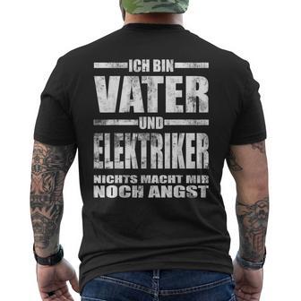 Vater Und Elektriker Papa Elektrotechnikeratertagintage T-Shirt mit Rückendruck - Seseable