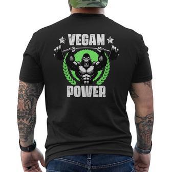 Vegan Power Gorillaegan Levantamiento De Pesas Citas Gimnasio Fitnes In Mangas Camiseta Hombre Estampado Espalda - Regaloses