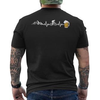Vélo De Montagne Et De Bière Heartbeat Ekg T-shirt imprimé au dos - Cadeauxyz