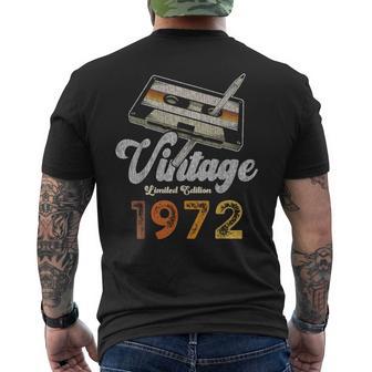 Vintage 1972 Cassette Lápiz 54 Cumpleaños Camiseta Hombre Estampado Espalda - Regaloses