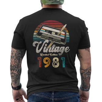Vintage 1981 Cumpleaños 45 Años Cassette Lápiz Camiseta Hombre Estampado Espalda - Regaloses