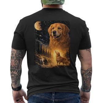 Vintage 90S Golden Retriever Howling At The Moon Dog Lover Men's T-shirt Back Print - Monsterry
