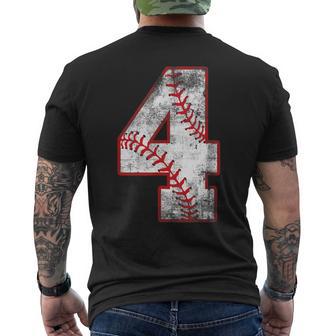 Vintage Baseball 4 Jersey Number Men's T-shirt Back Print - Thegiftio