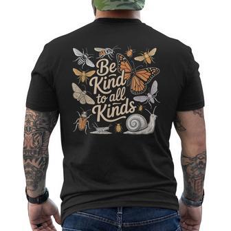 Vintage Be-Kind To All Kinds Bugs Entomology Entomologist Men's T-shirt Back Print - Thegiftio