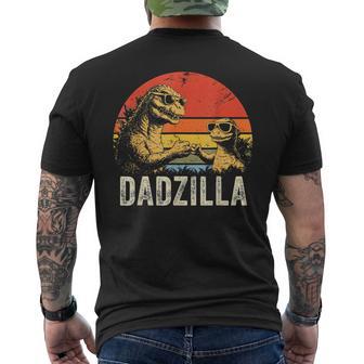 Vintage Dadzilla Father Of The Fist Bump Dad Son Daughter Men's T-shirt Back Print | Seseable UK