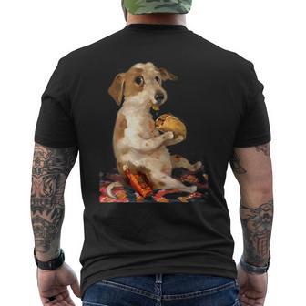 Vintage Dog Chill With Taco Men's T-shirt Back Print - Monsterry
