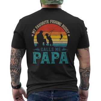 Vintage Favorite Fishing Buddy Calls Me Papa Fish Man Sunset Men's T-shirt Back Print - Thegiftio UK