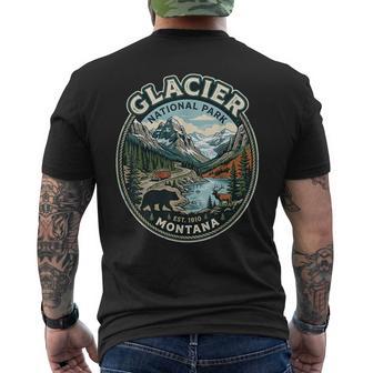 Vintage Glacier National Park Montana Scenic Wildlife Badge Men's T-shirt Back Print - Thegiftio UK