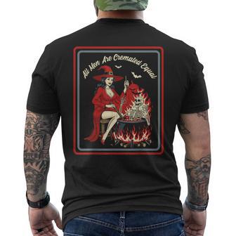 Vintage Horror Dark Humor Witch All Are Cremated Equal Men's T-shirt Back Print - Thegiftio