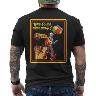 Vintage Horror Where's The After Party Dark Humor Men's T-shirt Back Print - Thegiftio UK