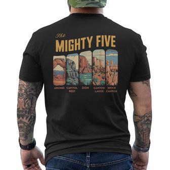 Vintage Mighty Five National Park Moab Souvenir Big 5 Utah Men's T-shirt Back Print - Thegiftio UK