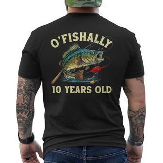 Vintage O'fishally 10 Years Old Fishing 10Th Birthday Boy Men's T-shirt Back Print - Thegiftio UK