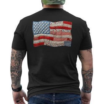 Vintage Patchwork American Flag Patriotic Graphic Men's T-shirt Back Print | Seseable CA