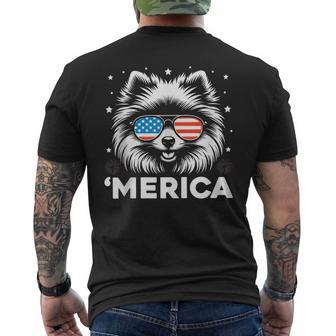 Vintage Pomeranian Dog Merica Patriotic Usa Flag 4Th Of July Men's T-shirt Back Print - Thegiftio UK