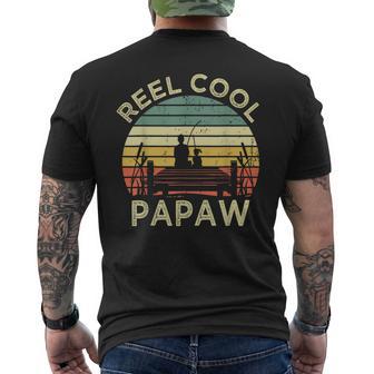 Vintage Reel Cool Papaw Fishing Father's Day Grandpa Men's T-shirt Back Print - Thegiftio UK