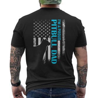 Vintage Usa American Flag I'm A Proud Pitbull Dad Pittie Dog Men's T-shirt Back Print - Monsterry