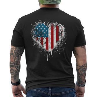 Vintage Usa Heart 4Th Of July Patriotic American Flag Men's T-shirt Back Print - Thegiftio UK