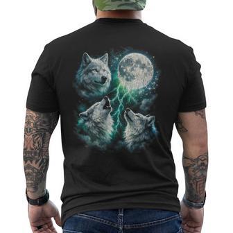 Vintage Wölfe Heulen Auf Dem Mond Retro Wolf Lover Lustig T-Shirt mit Rückendruck - Seseable