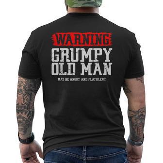 Warnung Grumpy Old Man May Be Angry And Flatulent T-Shirt mit Rückendruck - Seseable