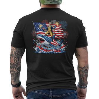 Washington Riding Shark July 4Th American Flag Patriot Men's T-shirt Back Print - Thegiftio UK