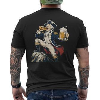 Washington's Freedom George Washington Hot Dog Beer Men's T-shirt Back Print - Monsterry