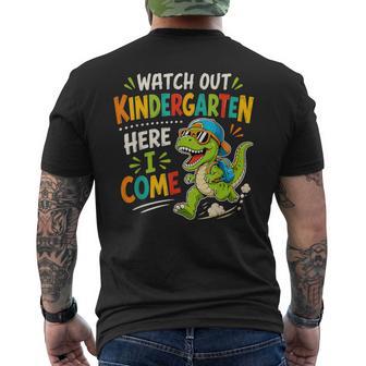 Watch Out Kindergarten Here I Come Dino First Day Of School Men's T-shirt Back Print - Thegiftio UK