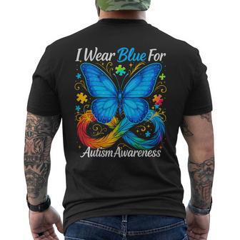 I Wear Blue For Autism Awareness Autism Awareness Month Men's T-shirt Back Print - Thegiftio UK