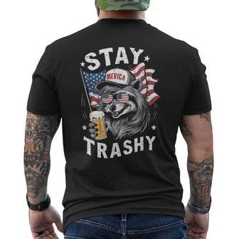 White Trash Party Attire Redneck Raccoon Stay Trashy Usa Men's T-shirt Back Print - Thegiftio UK