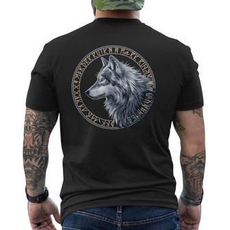 Wolf Norseiking Letters Runes Wolves Camiseta Hombre Estampado Espalda - Regaloses
