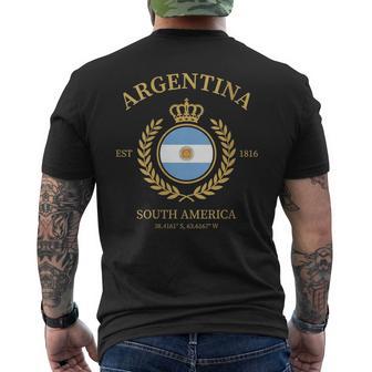 Women's Argentina Vintage Crest With Golden Crown And Laurel Wreath Men's T-shirt Back Print - Thegiftio UK